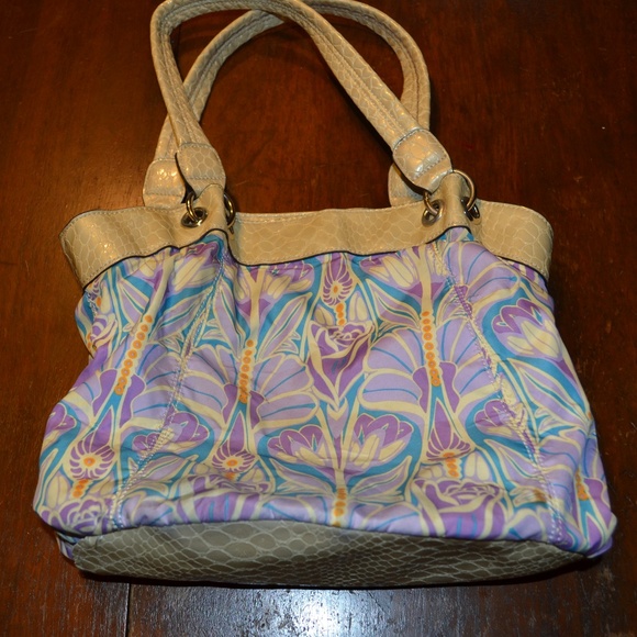 Sienna Ricchi Cream Purple Floral Faux Snake Purse - Picture 7 of 7